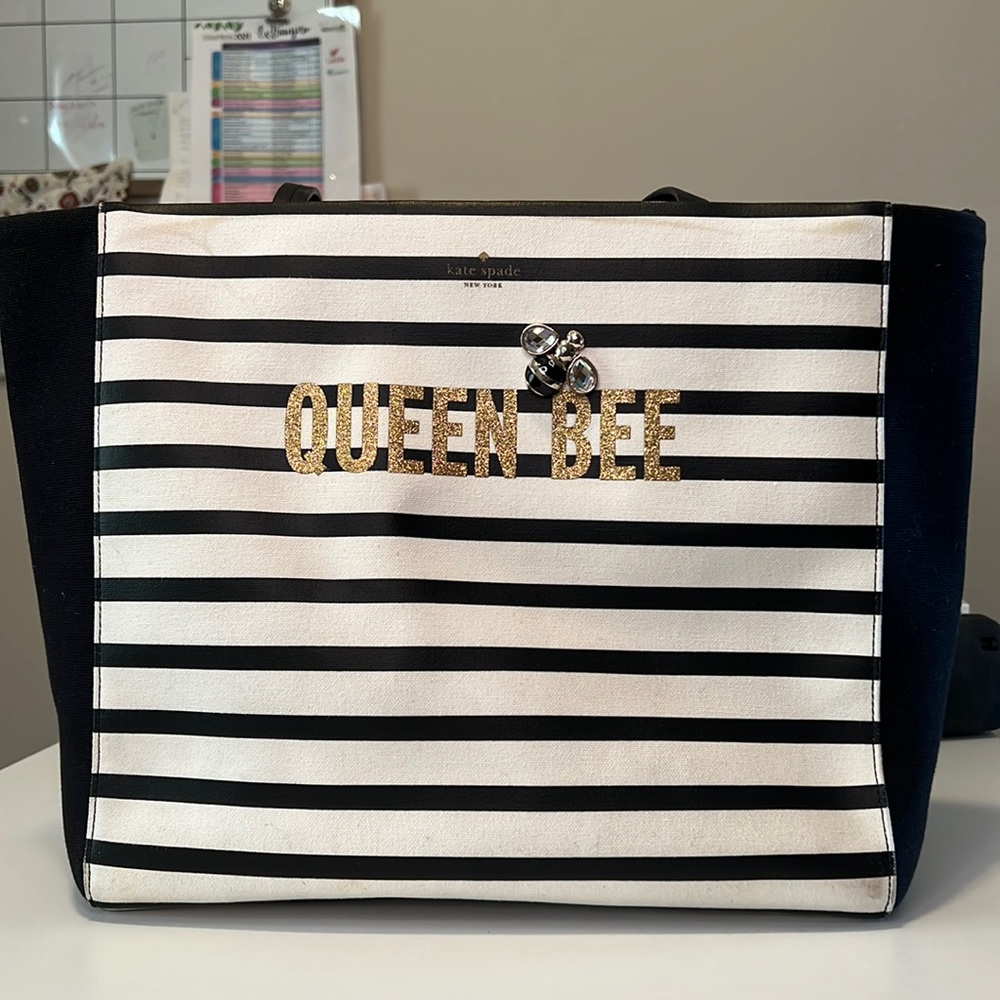 Kate Spade Queen Bee striped tote bag